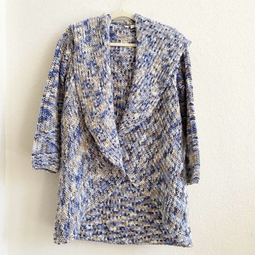 Anthropologie Moth Oversized Multicolor Knit Hooded Cardigan Size XS
